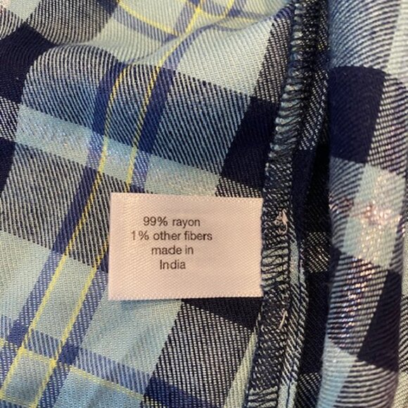 Lane Bryant Women's NWT Long Sleeve Plaid Metallic Peasant Boho Top Blouse Sz 16 - Picture 7 of 8